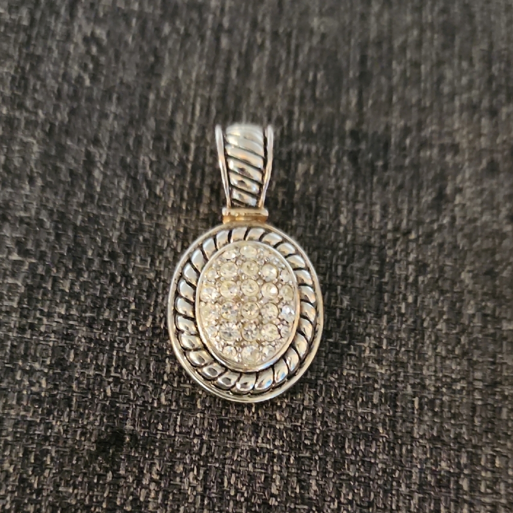 Silver Tone Pendant With Jewels